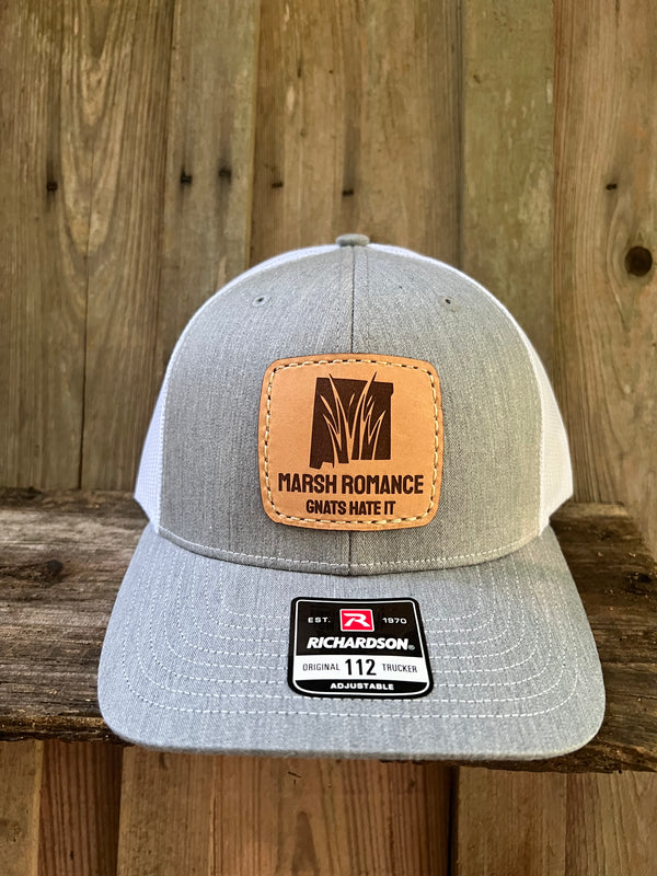 MARSH ROMANCE LEATHER PATCH HAT HEATHER GREY/WHITE - Hawk Soap Co.