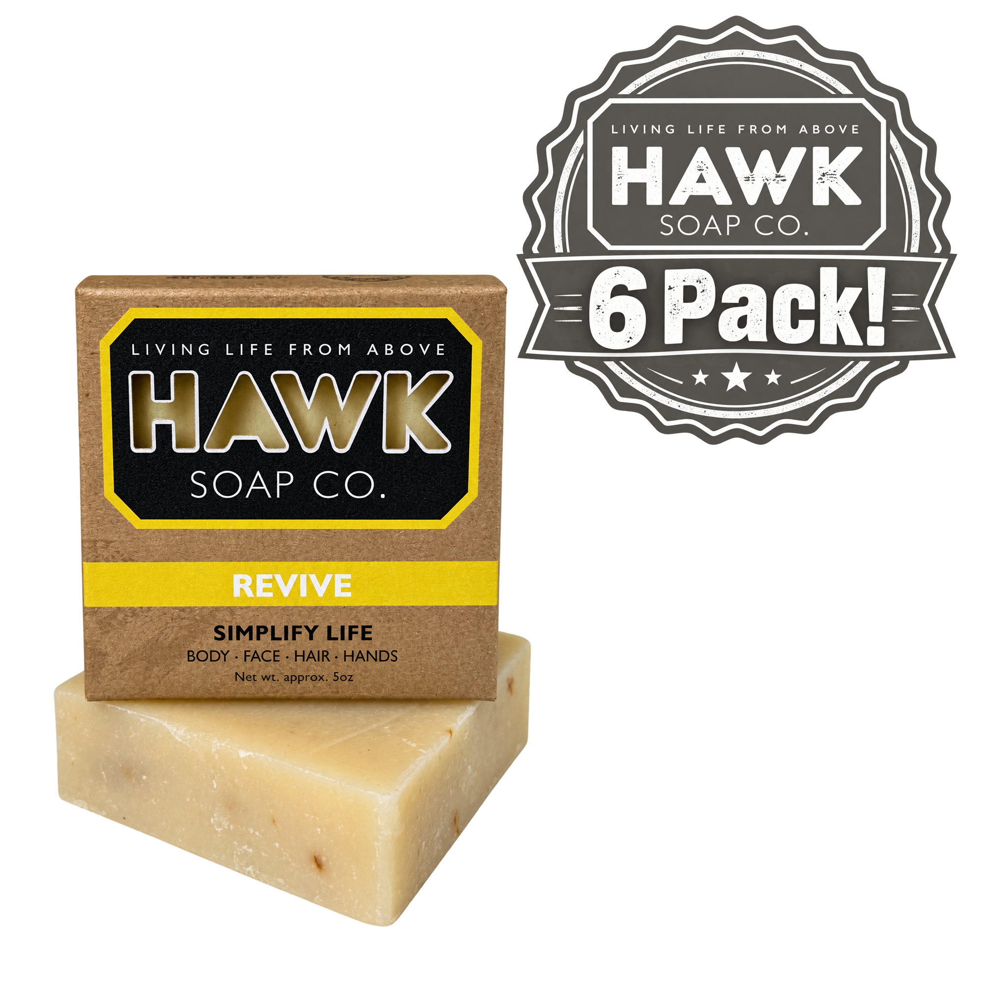Revive Soap – 6 Pack, 5 oz. Eucalyptus & Lavender Morning Bars