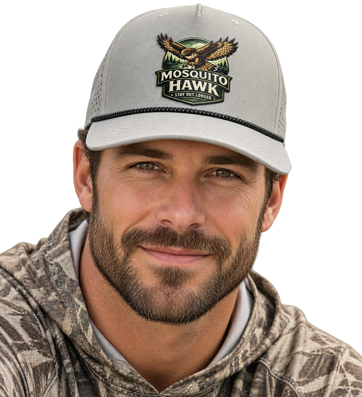 Mosquito Hawk Patch Hat - Grey Richardson Model 355 Performance Rope Hat