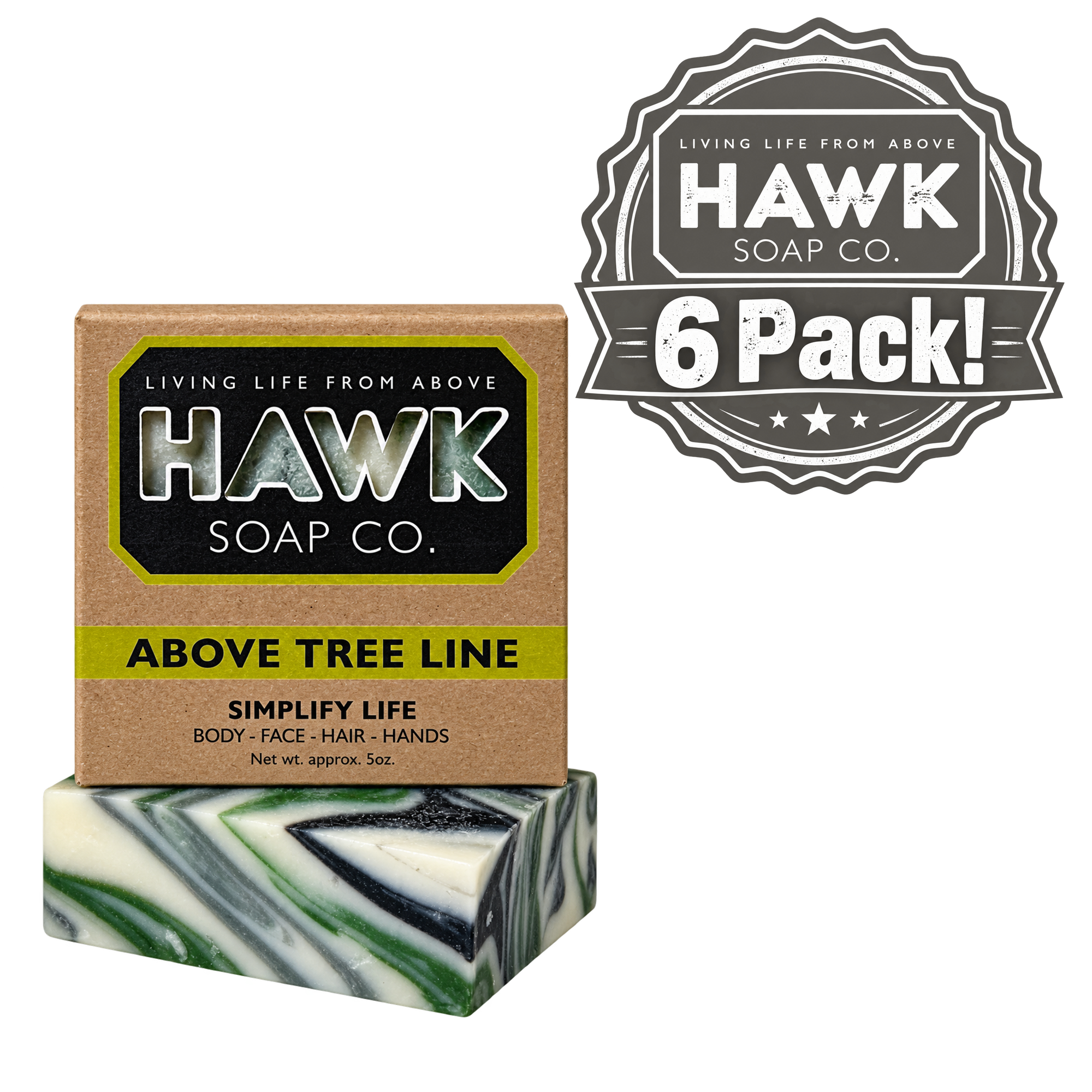 Above the Tree Line Soap – 6 Pack, 5 oz. Activated Charcoal & Aloe Bars
