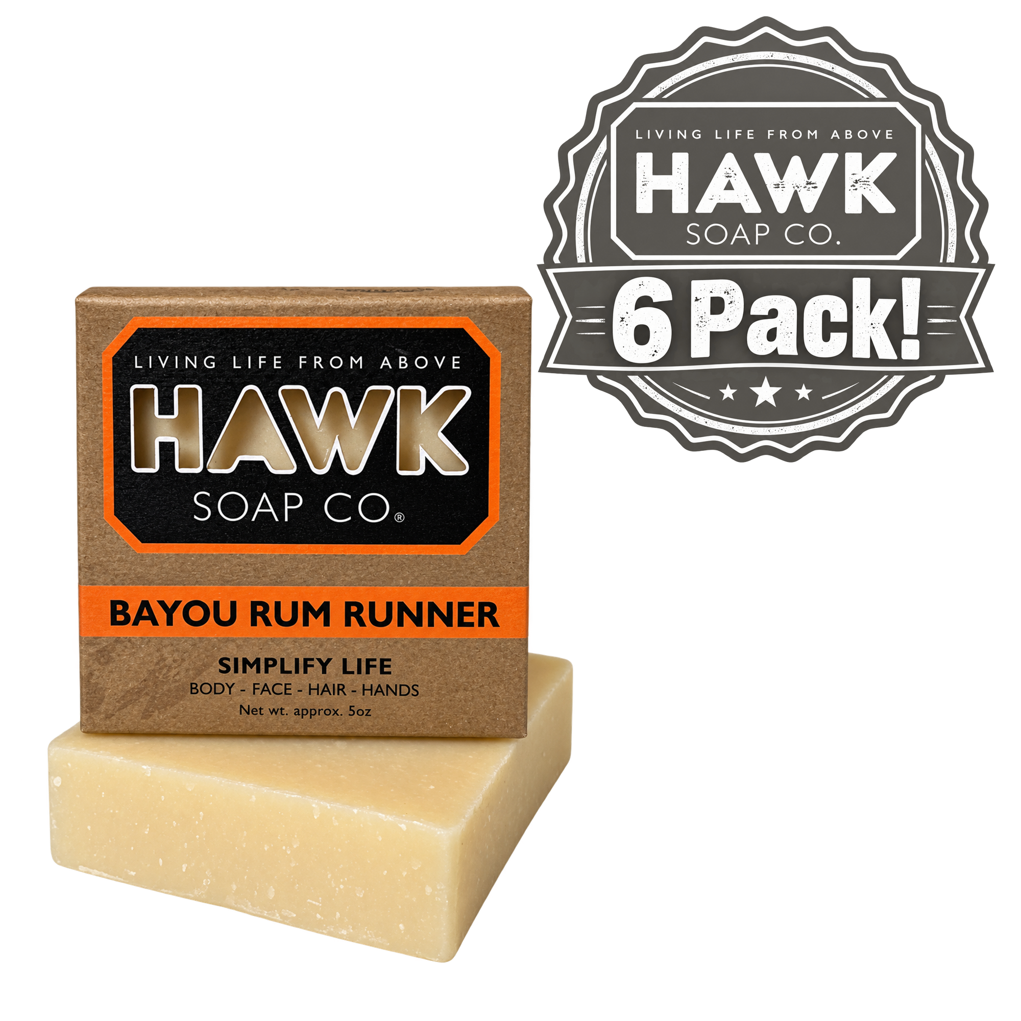 Bayou Rum Runner Soap – 6 Pack, 5 oz. Traditional Men’s Bars