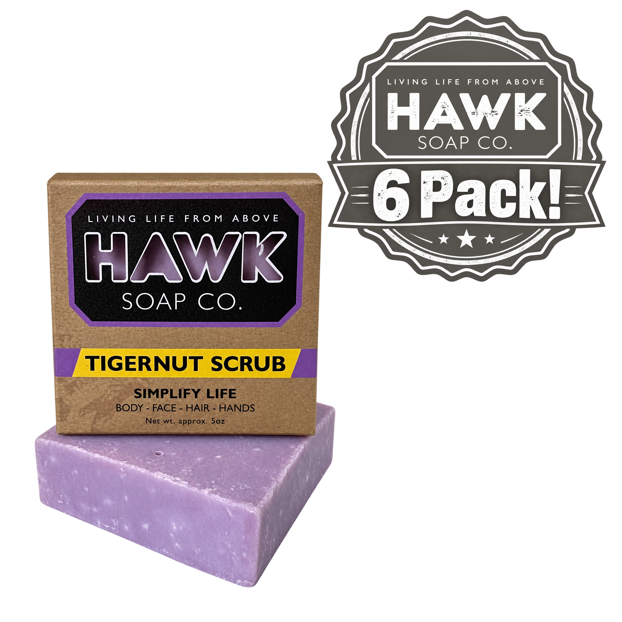 Tigernut Scrub Soap – 6 Pack, 5 oz. Exfoliating Bars